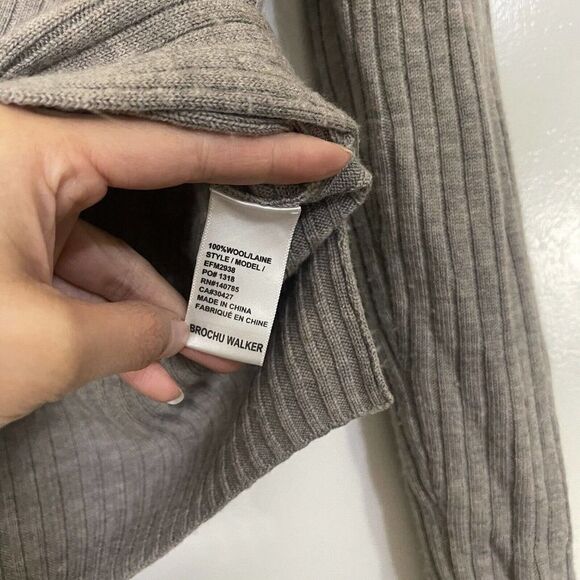 Brochu Walker The Dean Wrap Pullover Rib Knit Wool Stone Brown Sweater - Picture 6 of 8